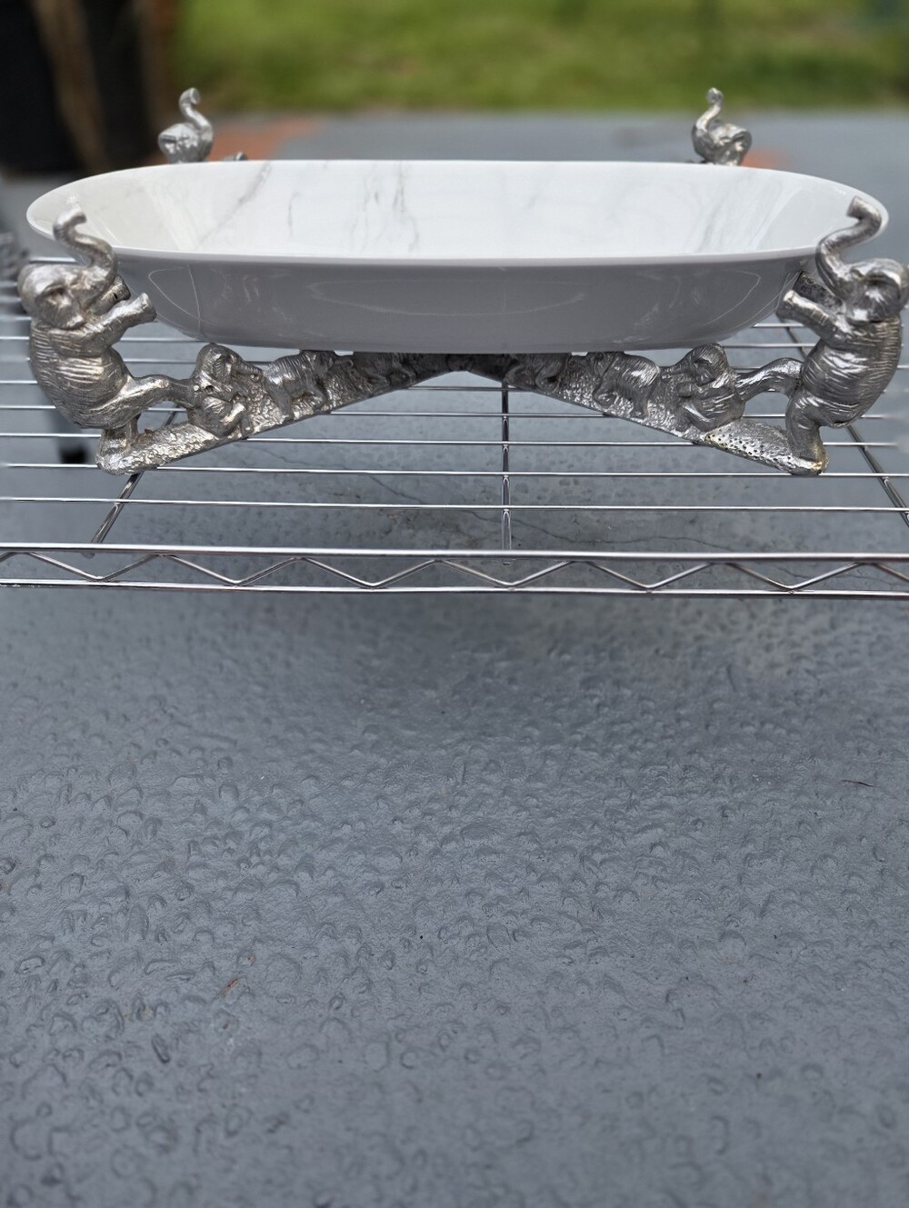 Arthur Court 1987 Elephant Walk Serving Stand/Trivet And Bowl